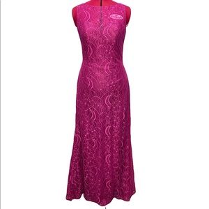 DaVinci Bridesmaid Pink Lace Full Length Fitted Dress Size 12